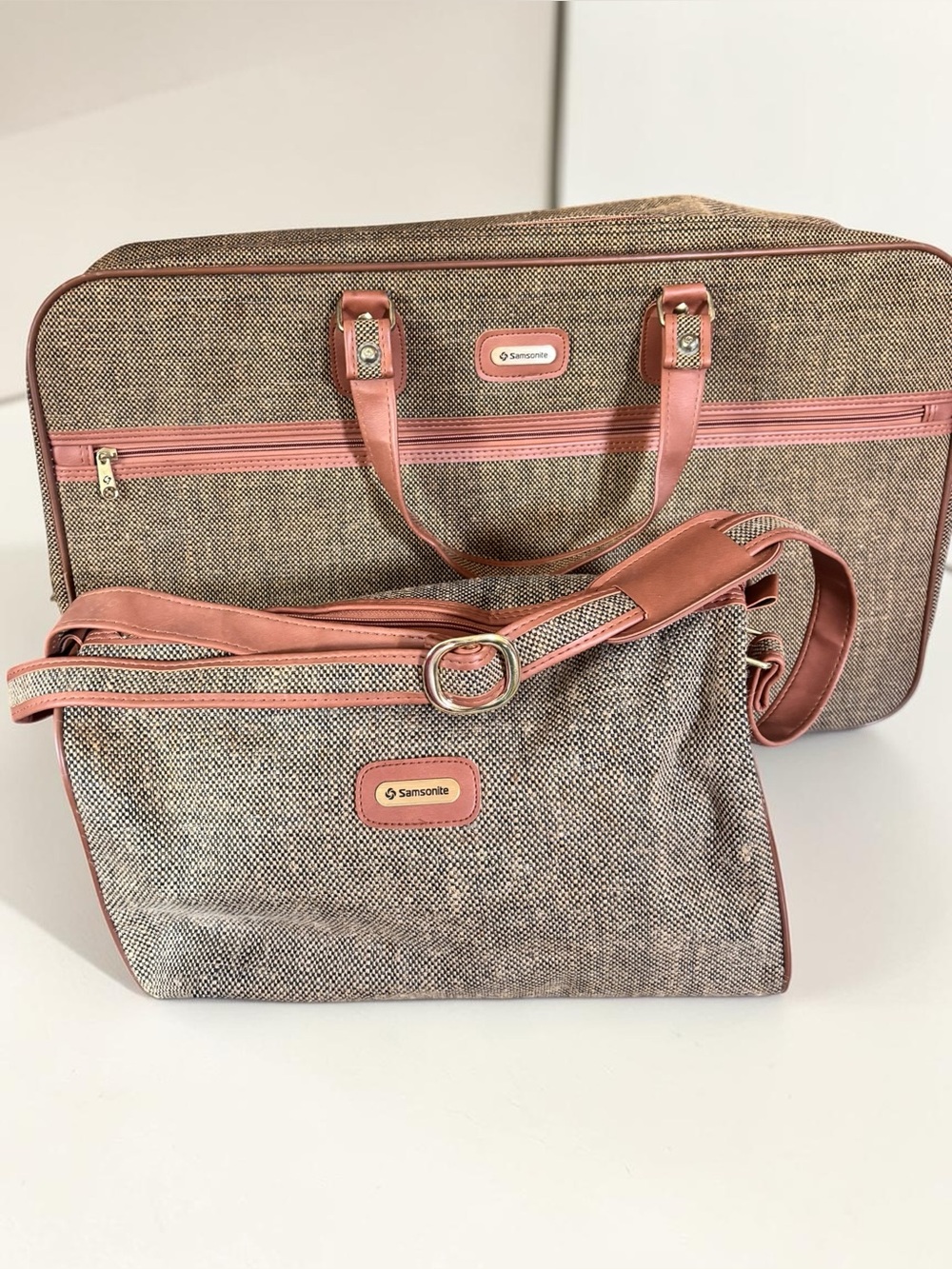 Vintage Samsonite Garment Bag With Matching Travel Bag Set